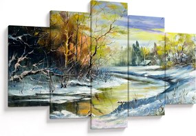Obraz zimnej rieky, olejomaľba (150x105 cm)