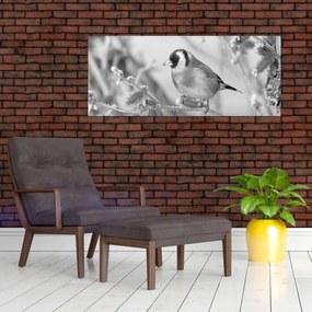 Obraz - Vtáčik v zime (120x50 cm)