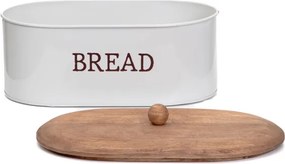 Chlebník CONTI sivý s drevenou pokrývkou 872339