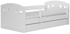 Detská srdiečková posteľ JULIE sa zásuvkou - biela 180x80 cm