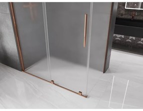 Mexen Velar, sprchový kút s posuvnými dverami 160 x 75 cm, 8mm sklo námraza, ružové zlato, 871-160-075-31-55