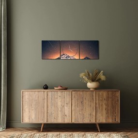 Obraz hviezdnej oblohy s horami (s hodinami) (90x30 cm)
