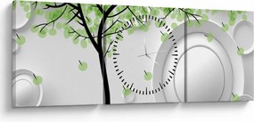 Obraz umelecké abstrakcie (s hodinami) (90x30 cm)