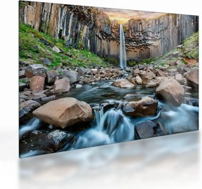 Sklenený obraz - Vodopád Svartifoss, Island (70x50 cm)