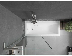 Mexen Next L, 1-krídlová vaňová zástena 80 x 150 cm, 6mm číre sklo-čierny vzor, 6mm číre sklo, profil brúsená oceľ, 895-080-000-03-70-97
