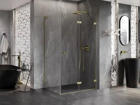 Mexen Lunar-F L, 1-krídlový sprchový kút so skladacími dverami, pravý, 90 x 80 cm, 8mm číre sklo, zlatý matný profil, 836L-090-080-55-00-P