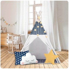 Detský stan Tepee so svetlami Nukido - námornícka modrá