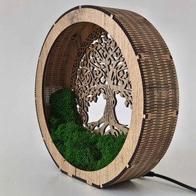Stolová lampa Strom života s machom | ZIVENA: HDF - Orech 20 cm 4785-115180 LED0610-20-WALNUT