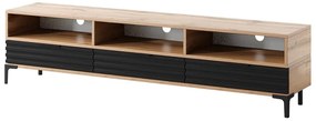 TV skrinka/stolík Ricko 3D (s osvetlením) (dub prírodný + čierna). Vlastná spoľahlivá doprava až k Vám domov. 1098753