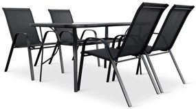 Záhradný jedálenský set Porto 150 cm + 4x kovová stolička Ramada