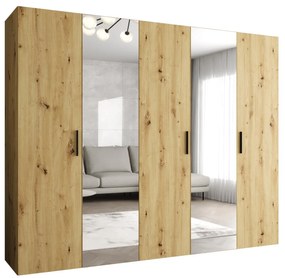 Šatníková skriňa 250 cm Borry 2 (dub artisan + čierna). Akcia -20%. Vlastná spoľahlivá doprava až k Vám domov. 1125833