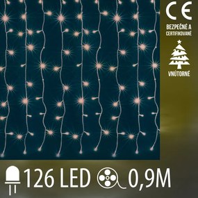 Vianočná led svetelná záclona vnútorná - záves - 126led - 0,9m teplá biela