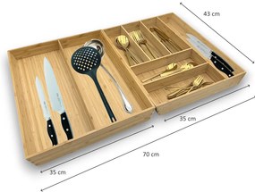 Organizér do zásuvky, príborník + na kuchynské náradie bambusový KESP 70 x 43 cm (SADA)