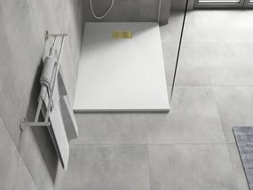 Mexen Hugo, obdĺžniková sprchová vanička SMC 110 x 90 cm, biela, zlatá krytka, 42109011-G