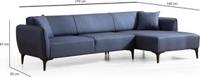 Rohová sedací souprava Belissimo 270 cm modrá pravá