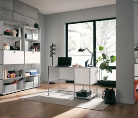 Kovový písací stôl »CN3« s výklopnými dvierkami, biely