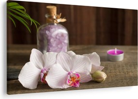 Obraz - Sviečka a orchidey (90x60 cm)