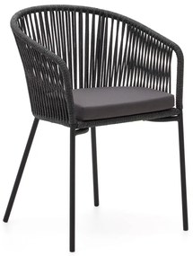 Čierna kovová/polstrovaná záhradná stolička Yanet – Kave Home