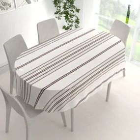Biante Bavlnený oválny obrus Sandra SA-618 Hnedý ľudový vzor na bielom 100x140 cm