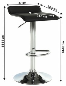 Tempo Kondela Barová stolička, ekokoža čierna/chróm, LARIA NEW