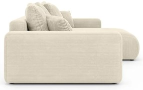 Krémová menčestrová rozkladacia rohová pohovka s úložným priestorom (variabilný roh) Luma – Ropez