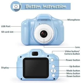 Dětský digitální fotoaparát se silikonovým obalem v podobě kočičky - modrý
