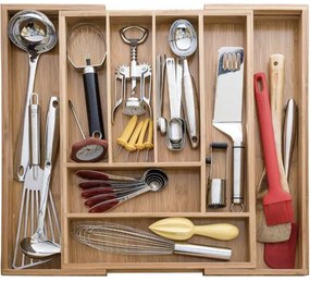 eCarla Organizér do zásuvky, príborník, bambusový, nastaviteľný ISO 33,5-50x46x4,6cm