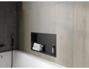 Mexen X-Wall-R, polička na zapustenie na obklad s golierom 60 x 30 cm, čierna matná, 1970603010