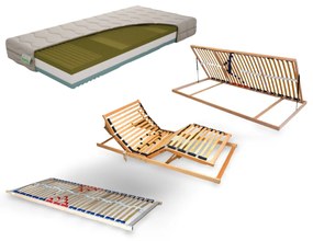 E-matrac Manželský Set Economic Buk (Posteľ, rošty, matrace, doplnky) Typ matraca: Taštičkový 7 zónový, Rošt: Lamelový motorický, Posteľ: 200x160