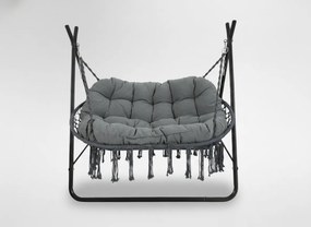 CH POLY ZÁVESNÁ STOLIČKA PRE DVOM OSOBY – ANTRACITOVÁ, ANTRACITOVÝ VANKÚŠ, ANTRACITOVÝ RÁM