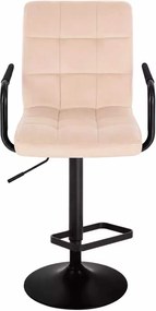 LuxuryForm DESIGN Barová stolička VERONA BLACK VELUR na čiernom tanieri - krémová