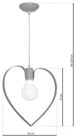 Detské závesné svietidlo Amore, 1x sivé kovové tienidlo, gre