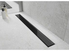 Mexen Flat nerezový sprchový žľab 60 cm vzor čierne sklo, 1026060-15