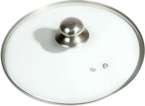Sklenená pokrievka s nerezovým úchytom pr. 14 cm