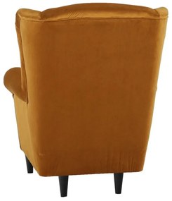 Kondela Kreslo, ušiak s taburetom, horčicová látka, ASTRID