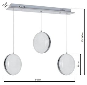 Závesné LED svietidlo Lira, 3x LED 27w, 4000k, ch
