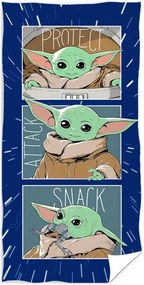 Bavlnená plážová osuška Star Wars - Baby Yoda - motív Snack Time - 100% bavlna - 70 x 140 cm