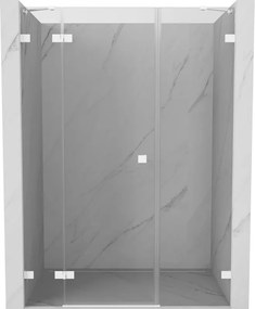 Mexen Lunar, ľavé otočné sprchové dvere 125 cm, 8mm číre sklo, biely profil, 834S-125-050-20-00-L