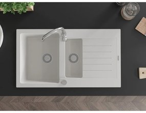 Mexen Matias - drez granitový 90,0x50,5cm, 1,5-komorový, biela, 6502901505-20