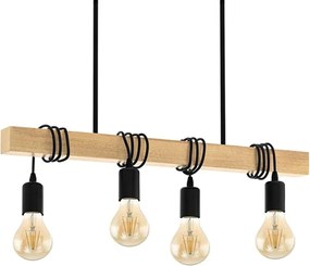 Toolight Toolight, závesné svietidlo APP974-4CP, čierna - bambusové drevo, OSW-03243