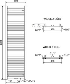Mexen Hades, vykurovacie teleso 1800x500 mm, 843 W, antracitová, W104-1800-500-00-66