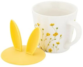 Altom Porcelánový hrnček Marigolds so silikónovým viečkom, 330 ml