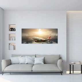 Obraz - Lietadlo v oblakoch (120x50 cm)