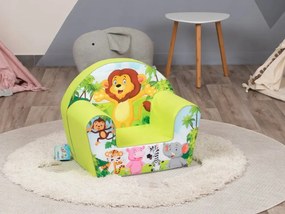 Penová detská sedačka – safari zvieratká, 51 × 33 × 42 cm