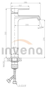 Invena Fira, vysoká umývadlová batéria, čierna matná, INV-BU-71-W04-V