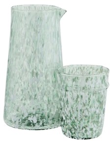 MADAM STOLTZ Pohár na vodu z brokového skla White/Green 200 ml