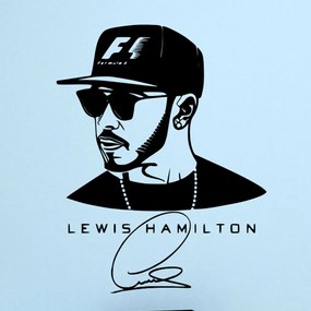 Veselá Stena Samolepka na stenu na stenu Lewis Hamilton F1 Farba: černá
