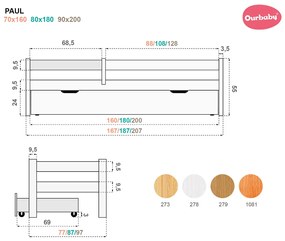 Ourbaby® 273-0 Paul posteľ bez úložného priestoru 200x90 cm prírodná