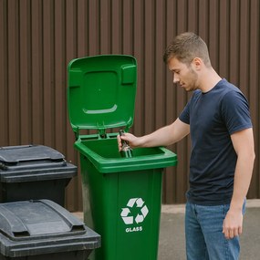 MULTISTORE Odpadkový kôš 120L odpadkový kôš zelený sklo gumové kolieska
