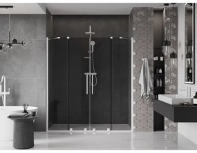 Mexen Velar Duo, posuvné sprchové dvere do otvoru 200 cm, 8mm šedé sklo, biela matná, 871-200-000-42-20